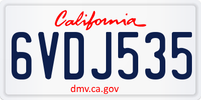 CA license plate 6VDJ535