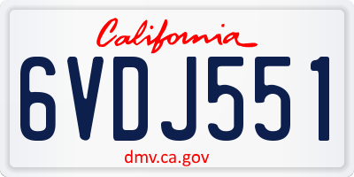 CA license plate 6VDJ551