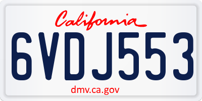 CA license plate 6VDJ553