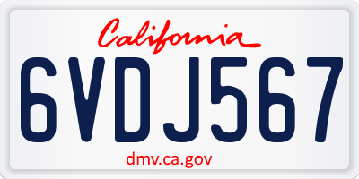 CA license plate 6VDJ567