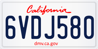 CA license plate 6VDJ580
