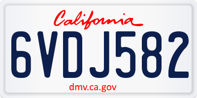 CA license plate 6VDJ582