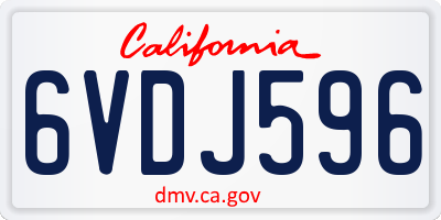 CA license plate 6VDJ596