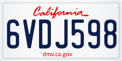 CA license plate 6VDJ598