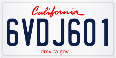CA license plate 6VDJ601