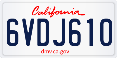 CA license plate 6VDJ610