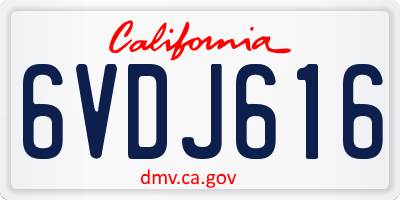 CA license plate 6VDJ616