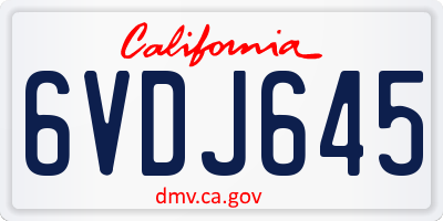 CA license plate 6VDJ645