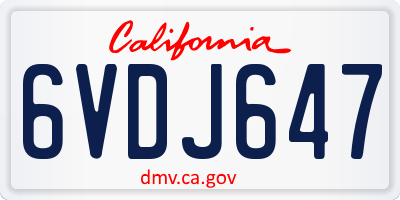 CA license plate 6VDJ647