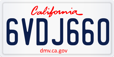 CA license plate 6VDJ660