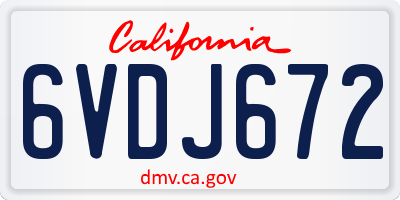 CA license plate 6VDJ672