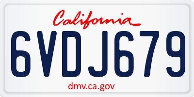CA license plate 6VDJ679