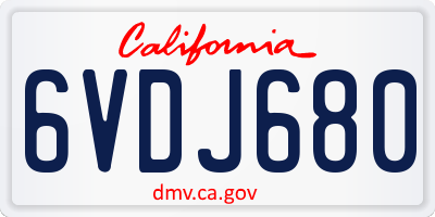 CA license plate 6VDJ680