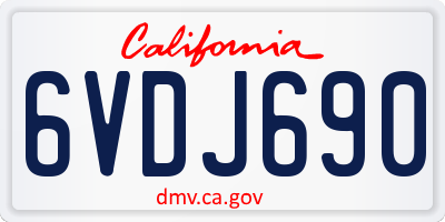 CA license plate 6VDJ690