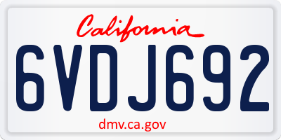 CA license plate 6VDJ692