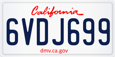CA license plate 6VDJ699