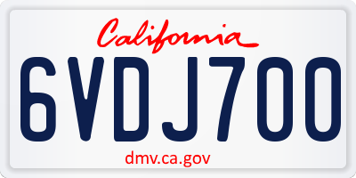 CA license plate 6VDJ700