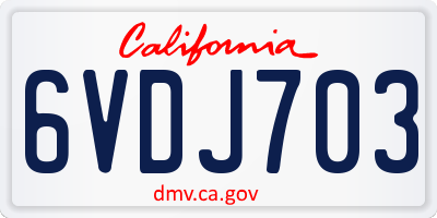 CA license plate 6VDJ703