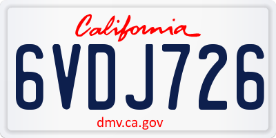CA license plate 6VDJ726