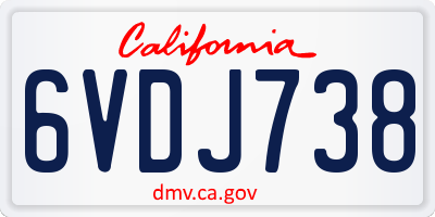 CA license plate 6VDJ738