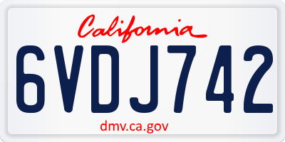 CA license plate 6VDJ742