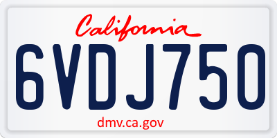 CA license plate 6VDJ750