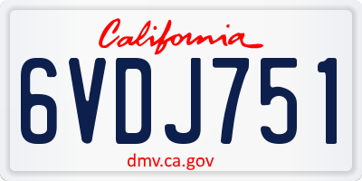 CA license plate 6VDJ751