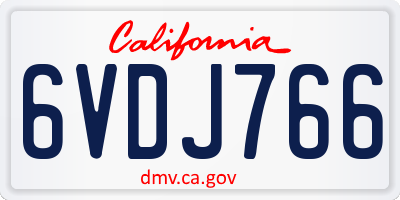 CA license plate 6VDJ766