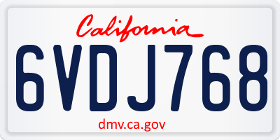 CA license plate 6VDJ768