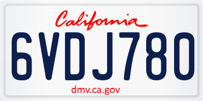 CA license plate 6VDJ780
