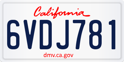 CA license plate 6VDJ781