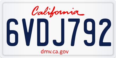 CA license plate 6VDJ792