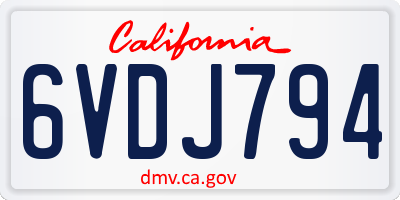 CA license plate 6VDJ794