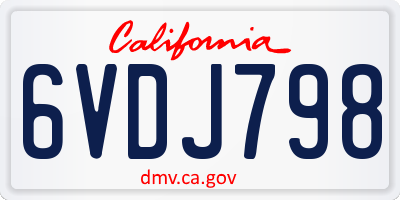 CA license plate 6VDJ798