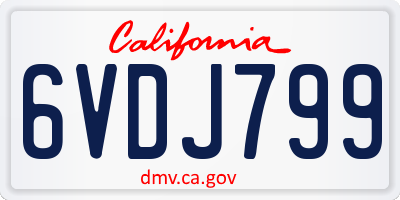 CA license plate 6VDJ799