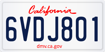 CA license plate 6VDJ801