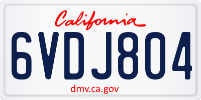 CA license plate 6VDJ804