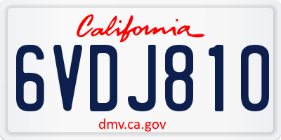 CA license plate 6VDJ810