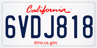 CA license plate 6VDJ818