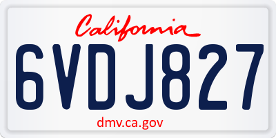 CA license plate 6VDJ827