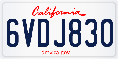 CA license plate 6VDJ830