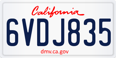 CA license plate 6VDJ835
