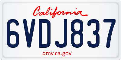 CA license plate 6VDJ837