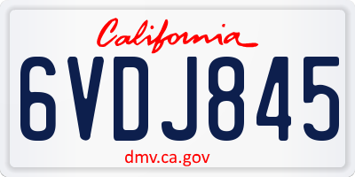 CA license plate 6VDJ845