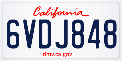 CA license plate 6VDJ848