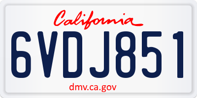 CA license plate 6VDJ851