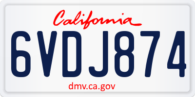 CA license plate 6VDJ874