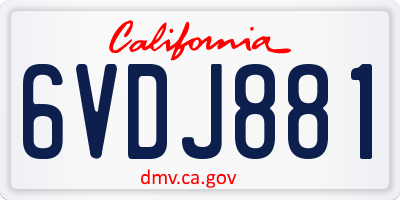 CA license plate 6VDJ881