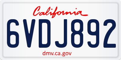 CA license plate 6VDJ892