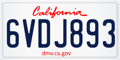 CA license plate 6VDJ893